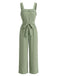 Grüner 30er Jumpsuit mit Eckiger Ausschnitt und Bindeband