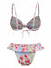 Grüner Vintage-Bikini mit Rüschen im Stil der 1950er Jahre mit Blumenmuster – Vintage-Mode, Retro-Stil