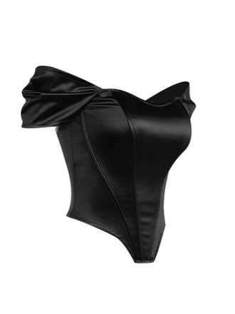 1930er Solide Satin Fischgrat Gericht Stil Top