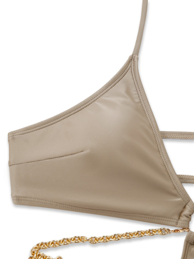 Neckholder-Einteiler-Badeanzug mit Cut-Out-BH-Detail, das stützendes Design und Komfort beim aktiven Schwimmen unterstreicht