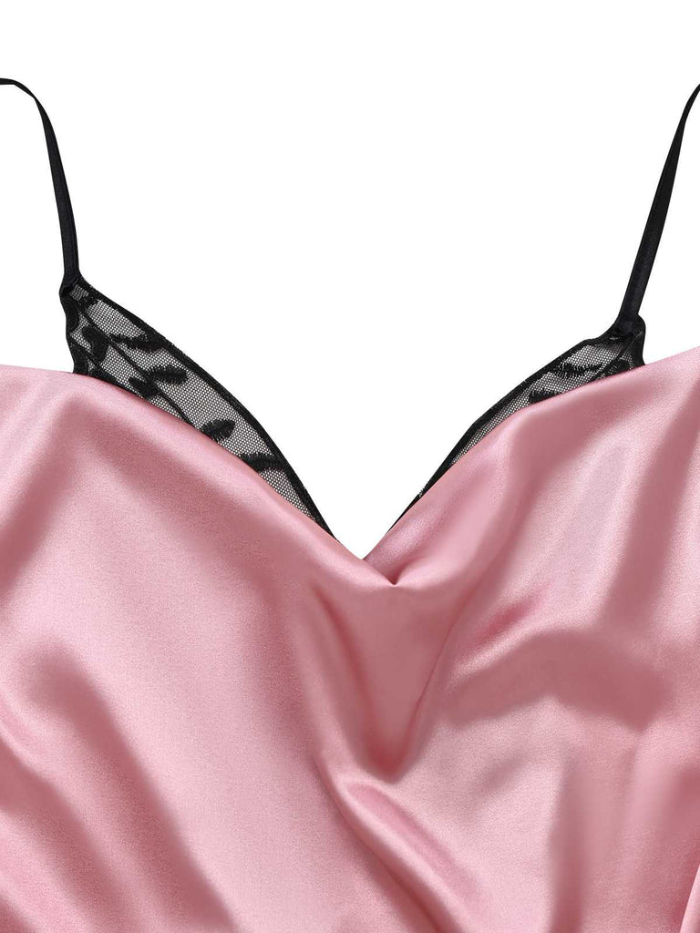 1980er Satin Slip Schmetterling Spitze Nachthemd