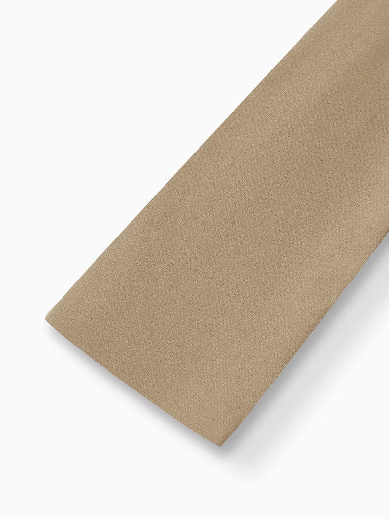 Khaki 1920er Solide Pelzkragen Gürtel Mantel