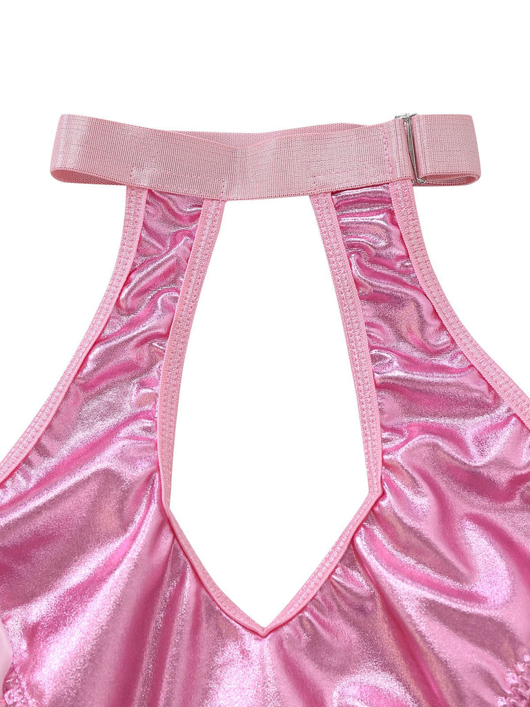 [Vorverkauf] 1980er Lack Leder Halter Schnürung Body Dessous Set