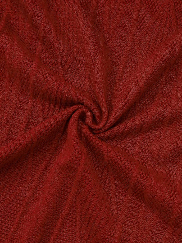 1940er Solide Stricken Groß V-Ausschnitt Tasten Kleid