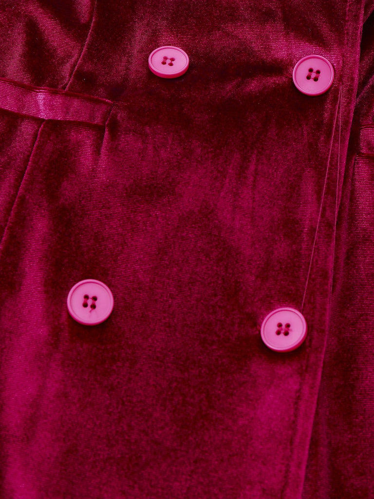 1960er Solide Samt Langarm Blazer Kleid