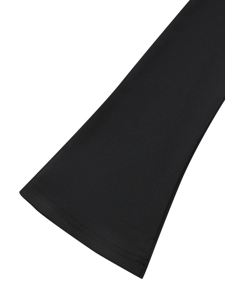 Schwarz 1970er Gothic Spitze Kreuz Kapuze Meerjungfrauen Kleid
