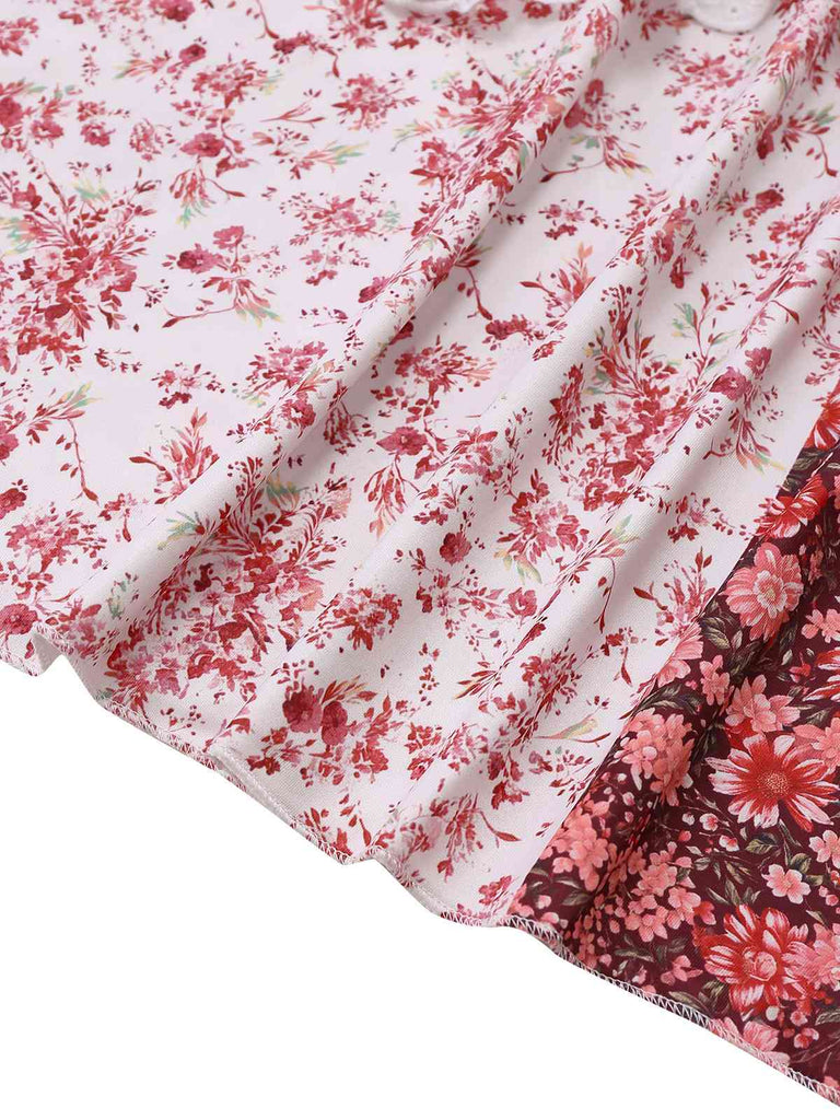 Multicolor 1930er Steppdecke Blumen Rüschen Träger Kleid