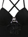 Schwarz 1950er Solide Spitze Strappy Nachthemd