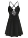 Schwarz 1950er Solide Spitze Strappy Nachthemd