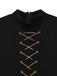 Schwarz 1930er Ärmellos Chain Kordelzug Halbrollkragen Jumpsuit