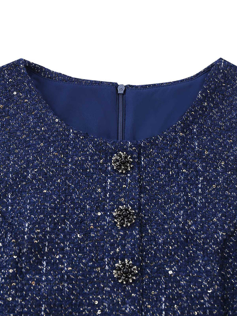 1960er Perle Taste Gürtel Ärmellos Plissiertes Kleid