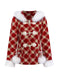 [Vorverkauf] Rot 1940er Abnehmbar Fur Kragen Plaid Fleece Mantel