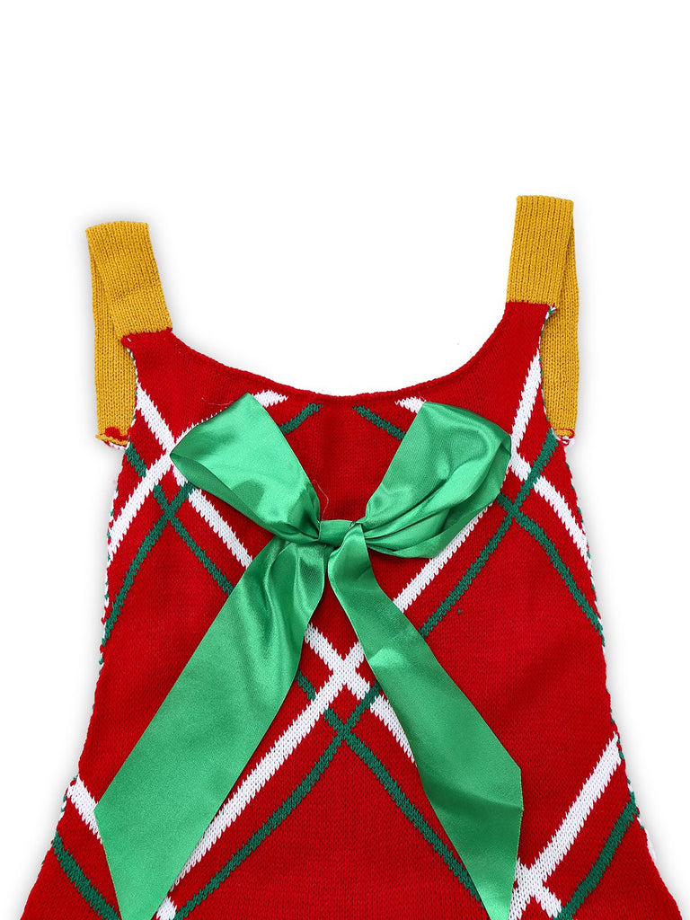 1960er Bogen Weihnachten Plaid Patchwork Jumpsuit