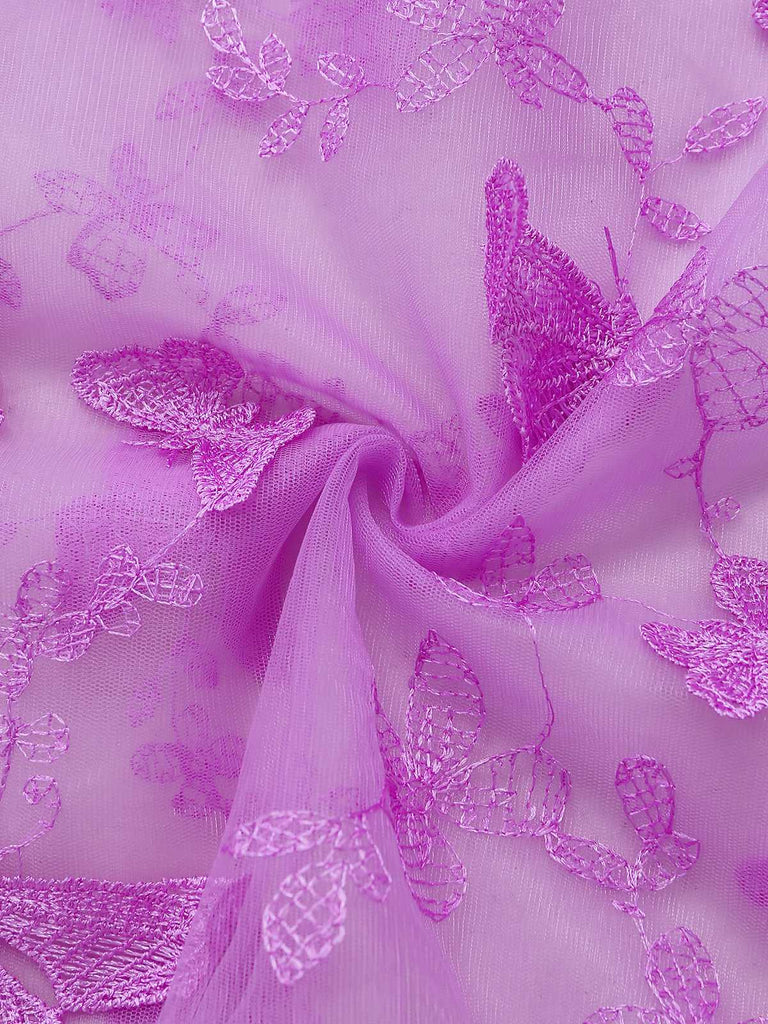 1930er Spaghetti Träger 3D Schmetterlinge Netz Maxi Kleid