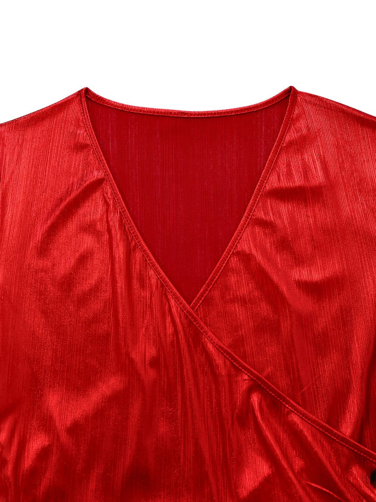 [Vorverkauf] 1960er Solide V-Ausschnitt Schlitz Enges Kleid