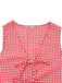 2PCS 1950er Plaid V-Ausschnitt Binden Weste & Shorts