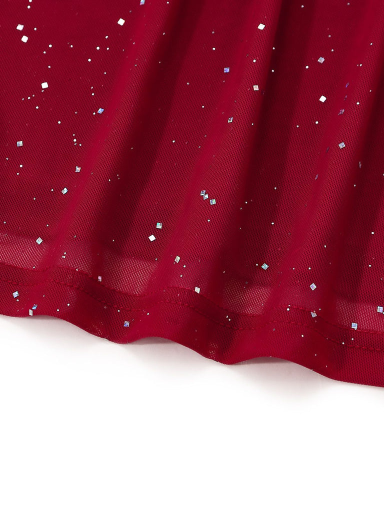 1980er Rückenfreies Glitzer Wasserfallkragen Halter Schlitz Maxi Kleid