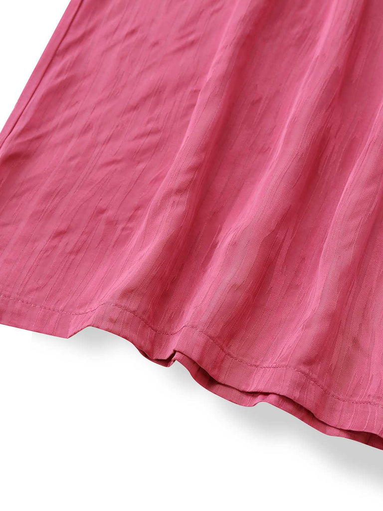 Rosa 1970er Halter Revers Satin Jumpsuit