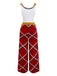 1960er Bogen Weihnachten Plaid Patchwork Jumpsuit