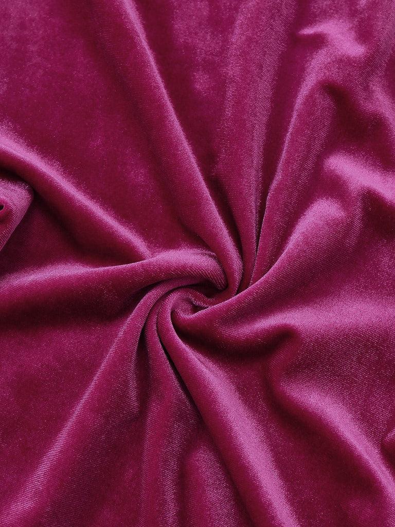 Rose Rosa 1960er Wasserfallkragen Samt Schlitz Kleid