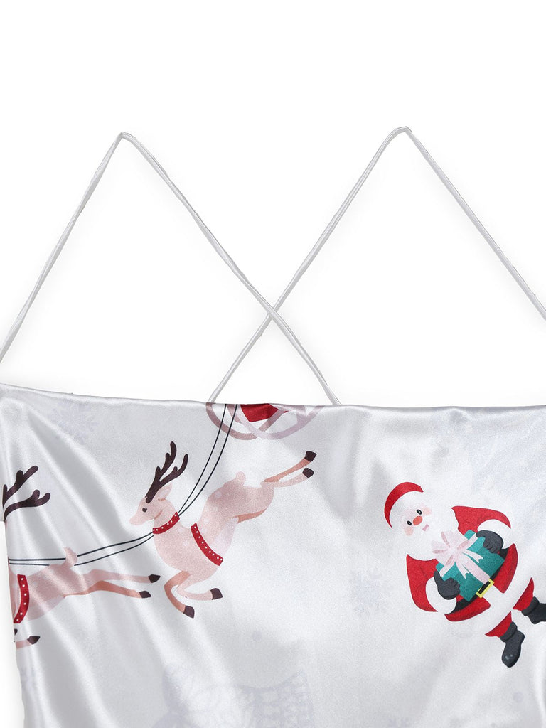 Weiß 1960er Weihnachten Stain Lagen Rückenfrei Träger Kleid