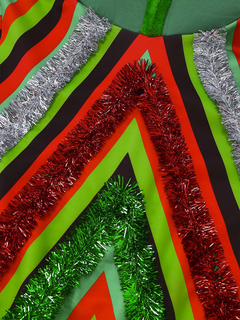 1970er Bunt Weihnachtsbaum 3D Verziert Hoodie Pullover