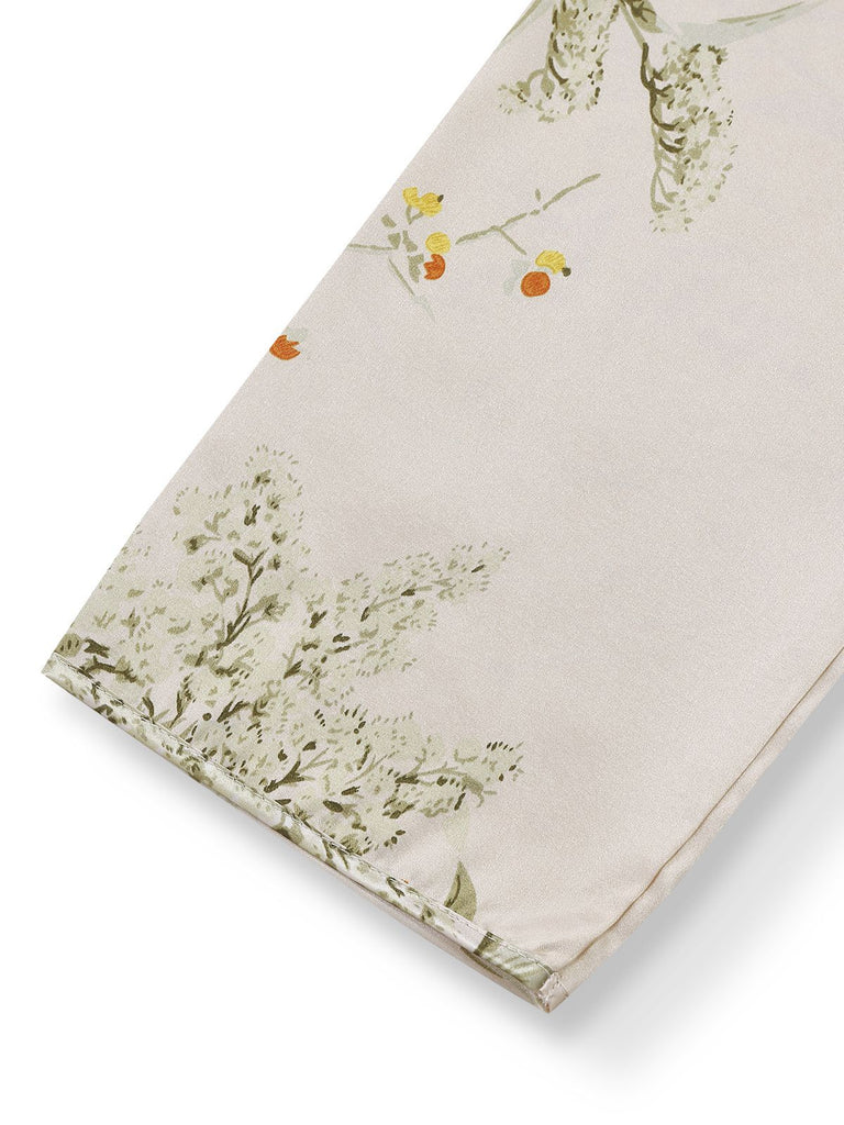 2PCS 1950er Blumen Träger Satin Nachthemd & Bademantel