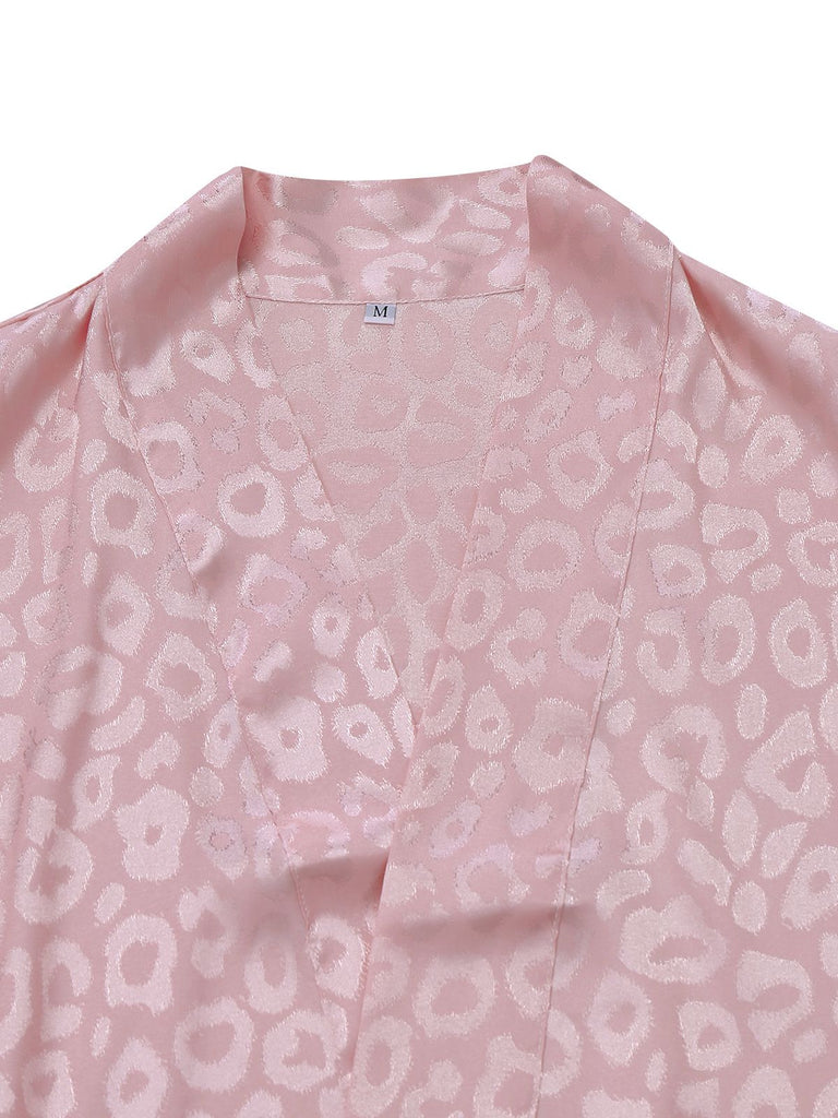 1950er Leopard Drucken Schnürung Robe