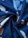 Blau 1940er Blumen Puffärmel Schulterfrei Kleid