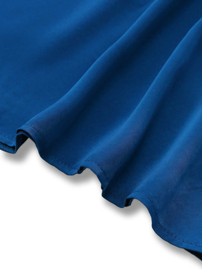 1930er Herz Neck Rüschen Sleeve Satin Kleid