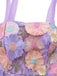 Lila 1950er Blumen Stickerei Netz A-Linie Kleid