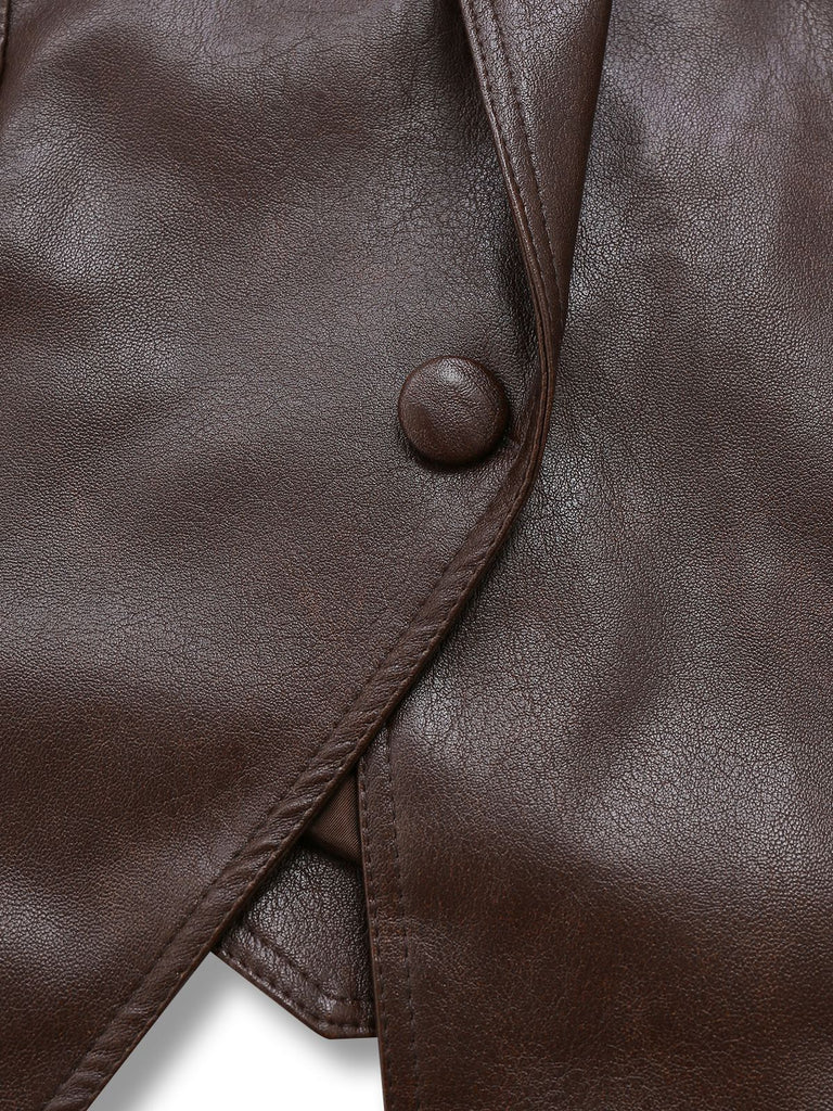 Dunkelkaffee 1970er Leder Gürtel Jacke