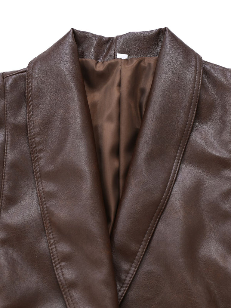 Dunkelkaffee 1970er Leder Gürtel Jacke