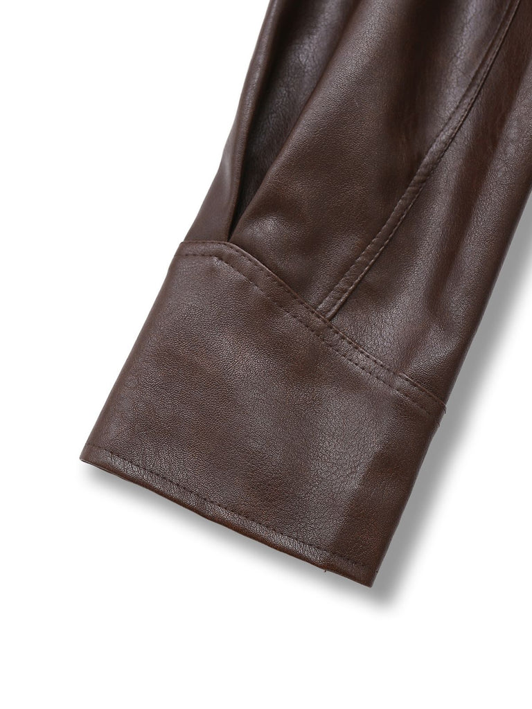 Dunkelkaffee 1970er Leder Gürtel Jacke