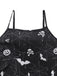 Schwarz 1960er Halloween Schlitz Midi Kleid