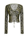 1980er Sheer Botanischer Druck Schnürung Cardigan