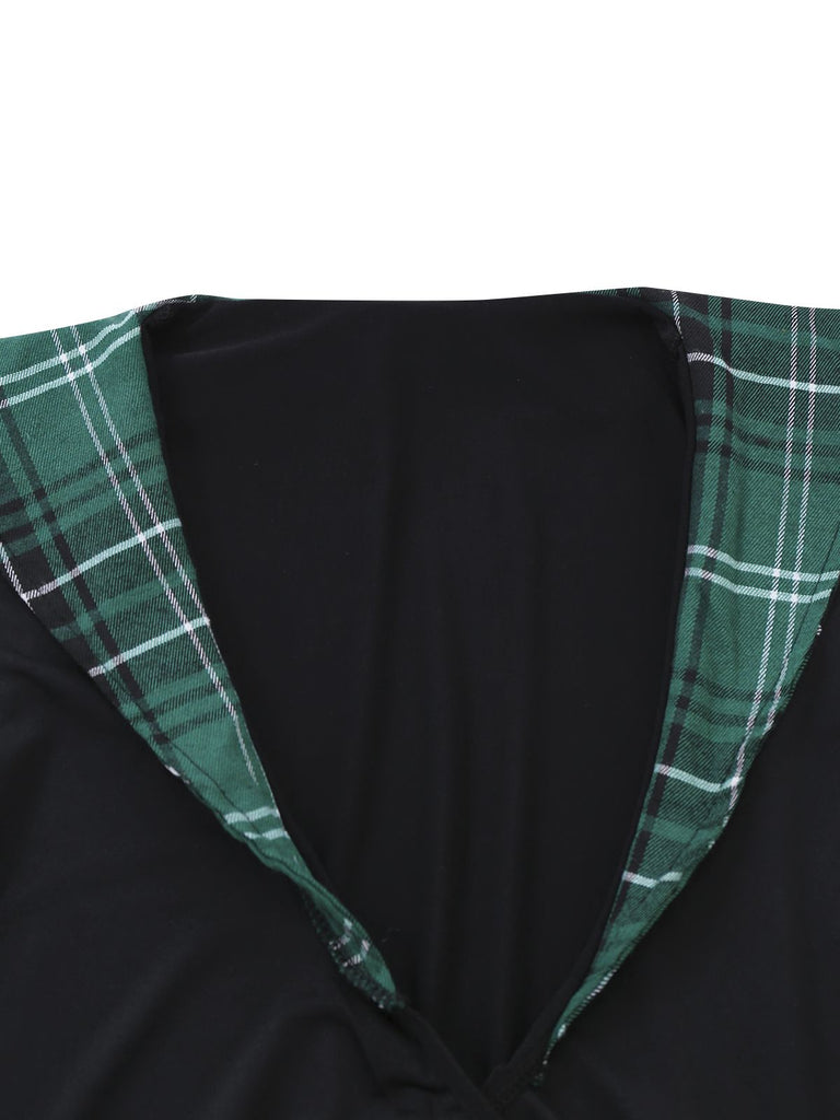 1980er Sexy Schnürung Karo Pyjama Set