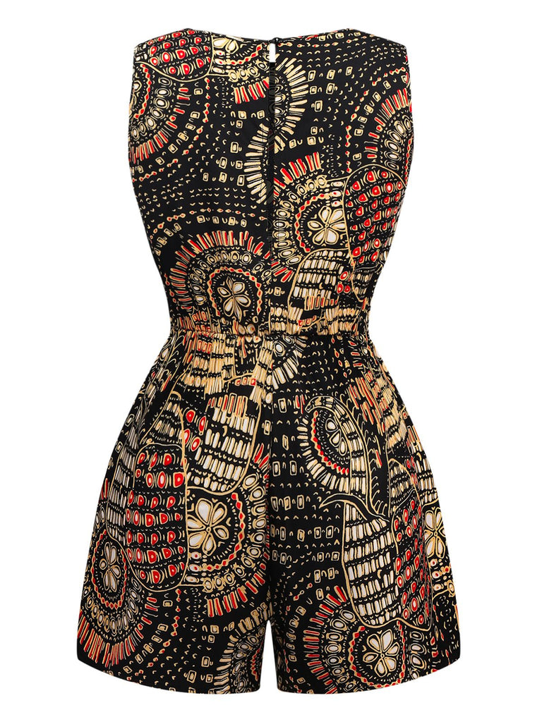 Multiclor 1970er Boho Irregulär Romper