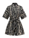 1950er Drucken Tie-Taille Shirt Romper