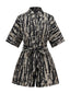 1950er Drucken Tie-Taille Shirt Romper
