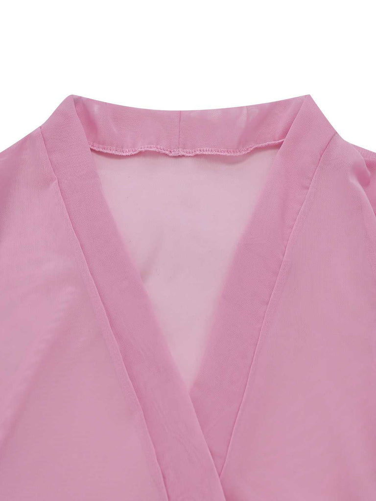 1950er Durchsichtig Ausgestellt Ärmel Gürtel Lang Robe