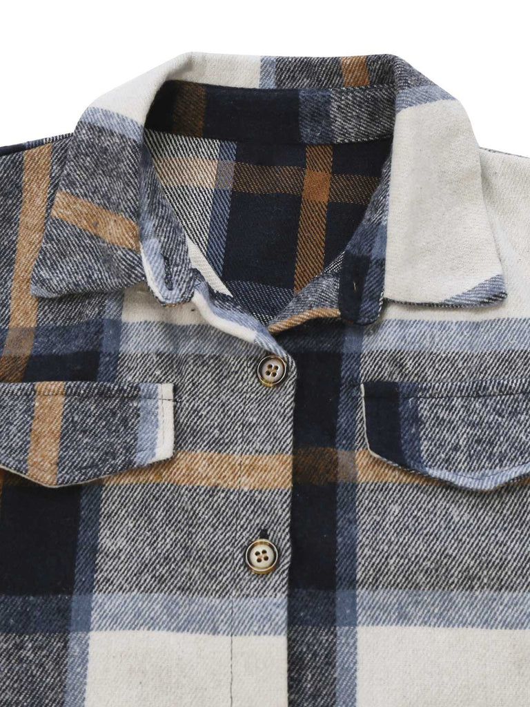 Mehrfarbig 1960er Kariert Gürtel Hemd Kleid