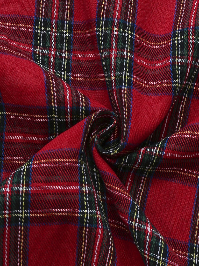 2PCS Rot 1930er Weihnachten Plaid Pyjama Set