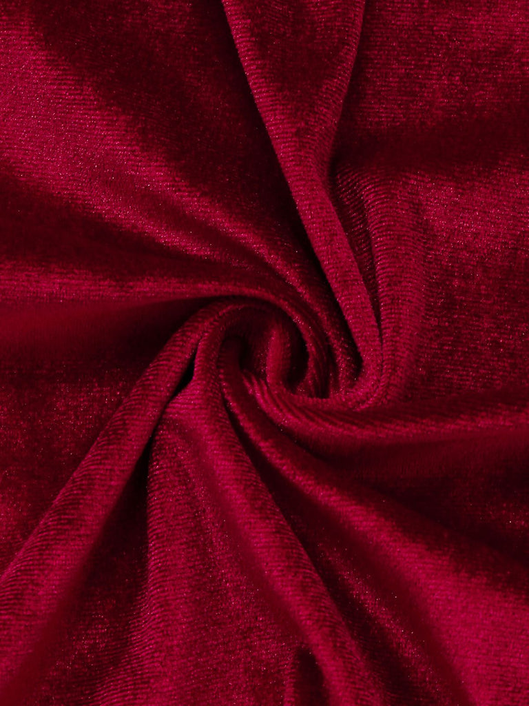 1960er Solide Samt Halbarm Kleid