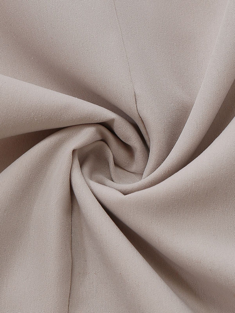 Khaki 1940er Farbblock Revers Durchgeknöpft Midi Kleid