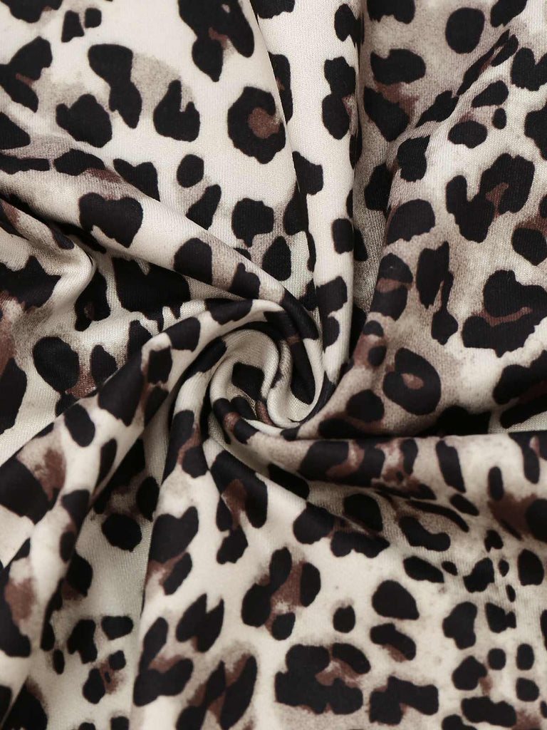 1950er Leopard Plissiertes Breite Träger Kleid