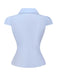 Hellblau 1970er Solide Tailliert Bluse