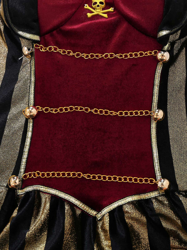 Weinrot 1970er Halloween Samt Piratenkapitän Kleid