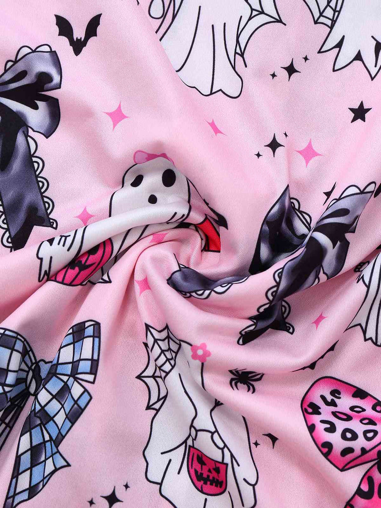 Dunkelrosa 1970er Halloween Boo Drucken Pyjama