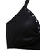 Schwarz 1960er PU Leder Herz Cutout Lingerie 3-Stück Set